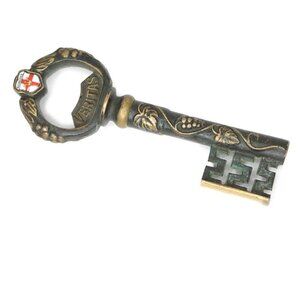 Vintage German Antique Brass Key Corkscrew In Vino Veritas Koblenz Gold Bar